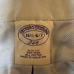 Brooks Brothers 346 Slim Fit Light Blue Herringbone Men's Dress Shirt Size 16.5